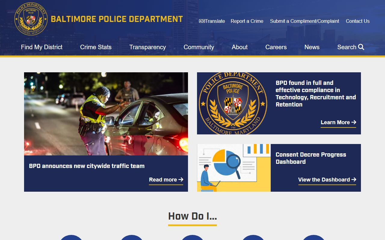 Baltimore Police Department website for searching Baltimore recent bookings