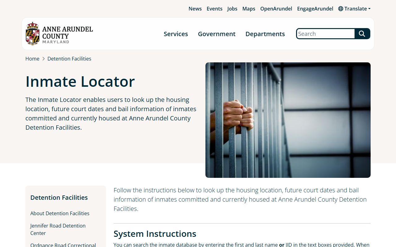 Anne Arundel County inmate locator for Anne Arundel County recent bookings