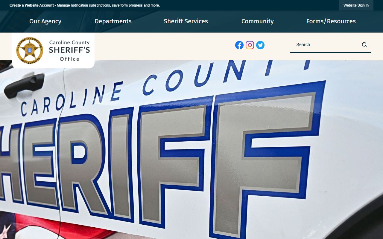 Caroline County Sheriff's Office website for Caroline County recent bookings
