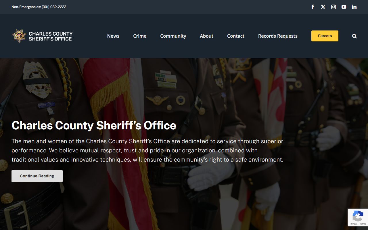 Charles County Sheriff's Office website for Waldorf recent bookings